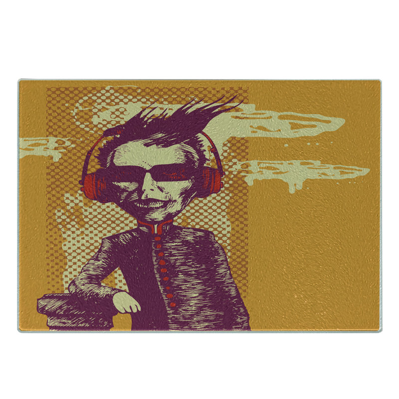 Ambesonne musique planche à découper en verre trempé casque Grotesque Marigold marron
