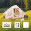 Tentes de camping gonflables avec pompe à main, installation facile, imperméable et coupe-vent pour 4 saisons, fenêtre en filet et cheminée