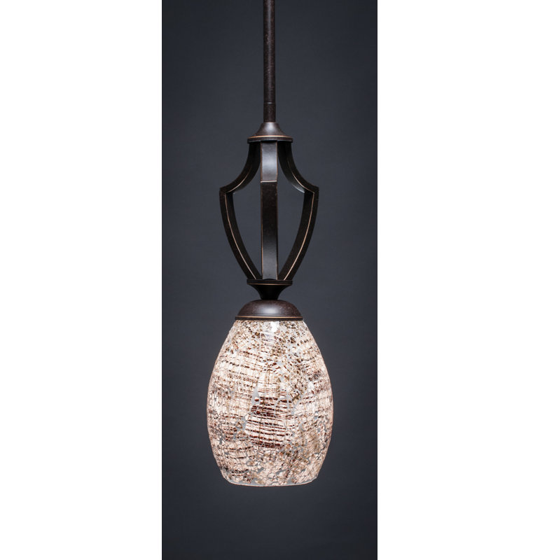 Mini-luminaire suspendu avec tige en verre Zilo 5 po Zilo, Naturel, Granit foncé