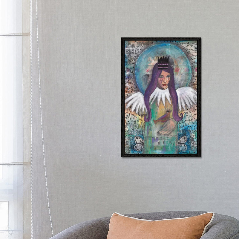 Essence Of Angel 1 Piece Wall Art on Canvas, 66.04 cm H x 45.72 cm W x 4.445 cm D, Black Floater Framed