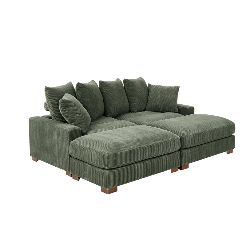 Canapé rembourré avec pieds en bois massif, H 34 po x l 67,5 po x P 86 po, 4