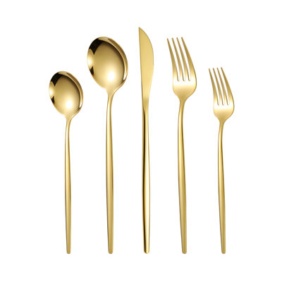 Ensemble de couverts 20 pièces en acier inoxydable avec couteaux, fourchettes, cuillères et fourchettes à dessert pour 4 personnes
