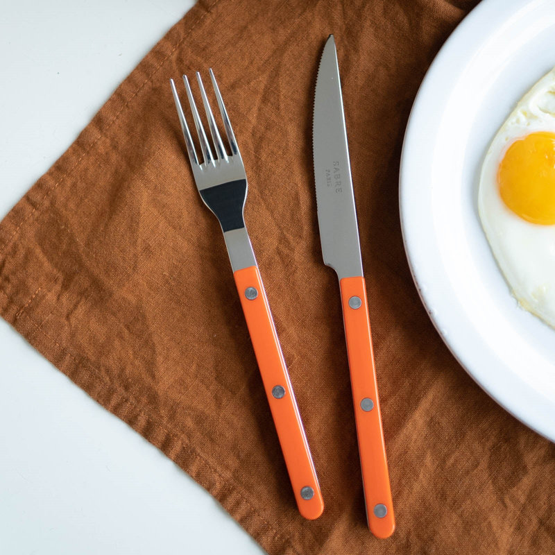 Bistrot Solid 4 - Piece Stainless Steel Flatware Set - Service for 1, Orange