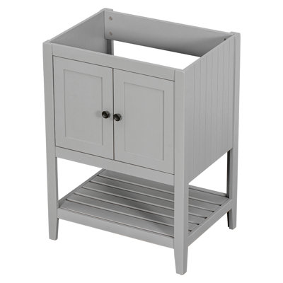 Base de meuble-lavabo de salle de bain seulement, structure en bois massif, armoire de rangement avec portes
