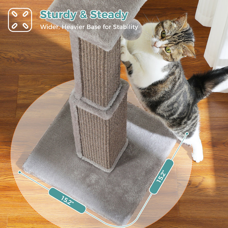  32" Grey Scratching Post For Indoor Cats, Gray