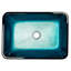 Lavabo de salle de bain vasque rectangulaire en verre trempé bleu