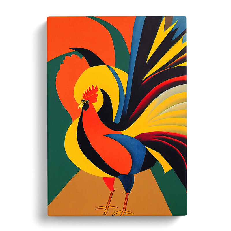 Pemberwick Rooster Painting Avant Garde - Wrapped Canvas Print, 50cm H x 35cm W
