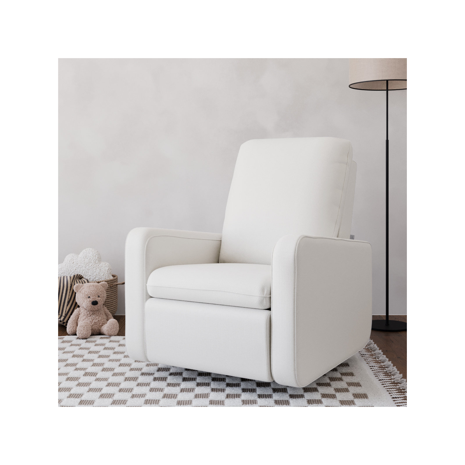 Teddi Power Recliner With USB, Ivory Basketweave