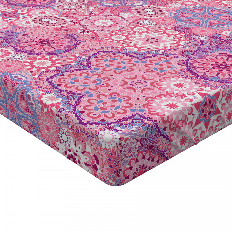 Drap-housse en microfibre à motif cachemire, Drap-housse grand, Motif cachemire rose clair