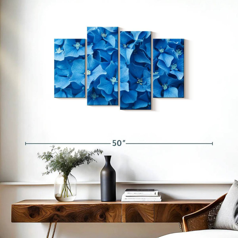 Harnek fleurs délicates bleues, H 22 po x l 36 po