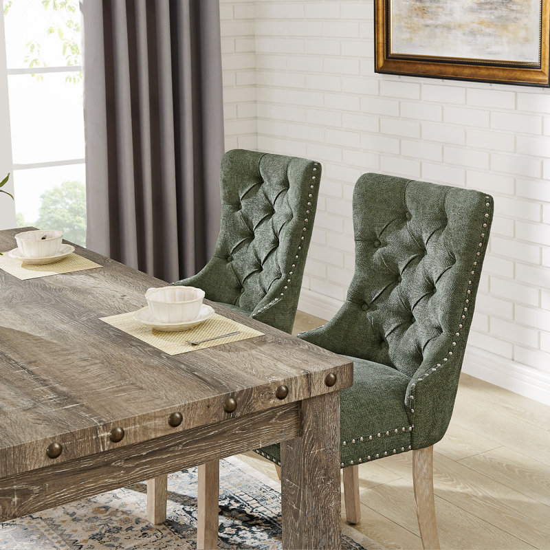 Ensemble de table de salle à manger 5 pièces, table de cuisine rectangulaire Farmhouse et 4 chaises de revêtement, vert