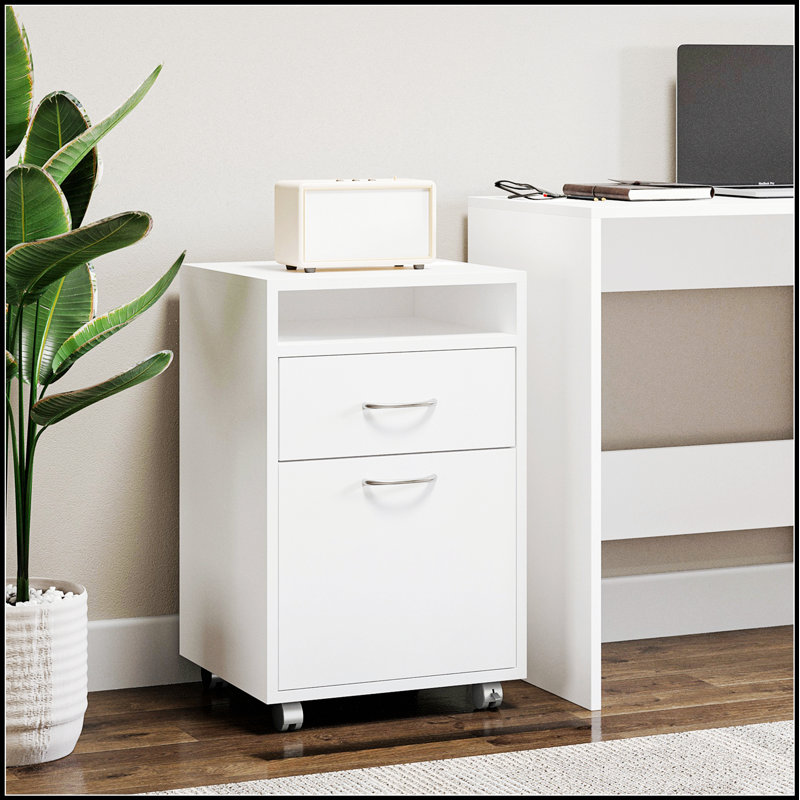 Mobile Storage Cabinet Organizer with Drawer and Cabinet, Printer Stand with Castors for Flexible Office Use