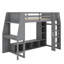 Lit mezzanine en bois avec bureau, nombreuses tablettes de rangement, éclairage à DEL et portemanteau suspendu-1123381393