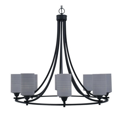 Paramount 8 Light Uplight Chandelier Shown With 4" Matrix Glass