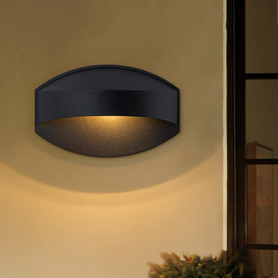1 - Light Eyebrow Curved Round Black Waterproof Outdoor Wall Sconce
