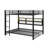 Metal Queen Over Queen Bunk Bed With Storage Cabinets And LED