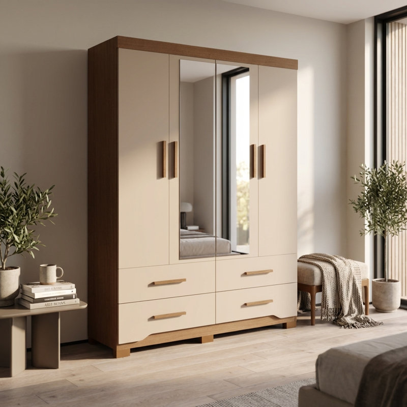 Armoire Miami 61,8 "avec tablettes réglables, tringle, Chêne / Brun
