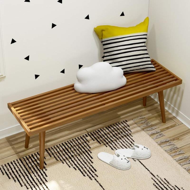 Banc en bois Levitus, Paon, H 17,5 po x l 56,25 po x P 16,5 po