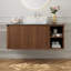Meuble-lavabo flottant 36 po avec lavabo rectangulaire blanc 36 po, armoire de rangement murale avec 1 armoire et 2 compartiments ouverts, plateau de table en faux marbre noir
