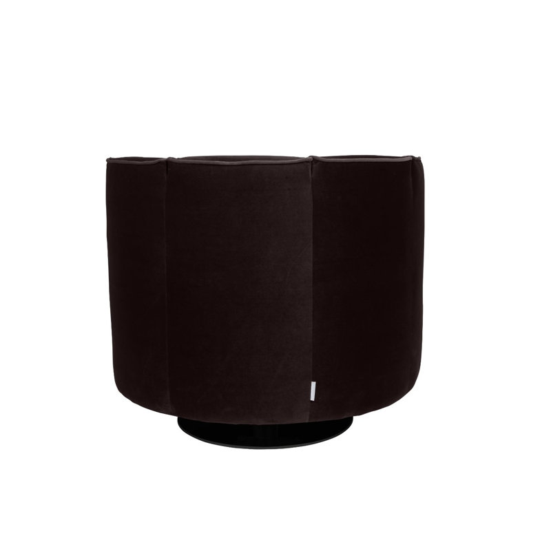 Flower Swivel Barrel Chair, Black Velvet