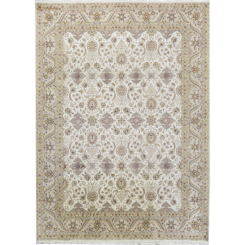 Tapis beige noué à la main de haute qualité