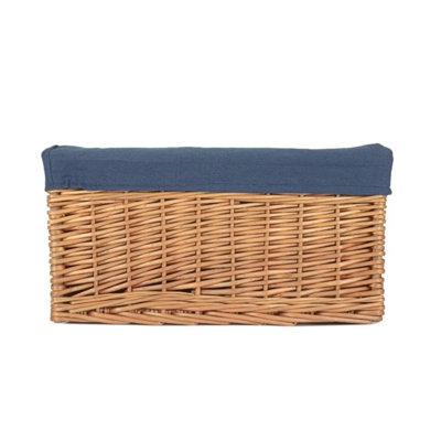 Navy Lined Open Storage Basket Small