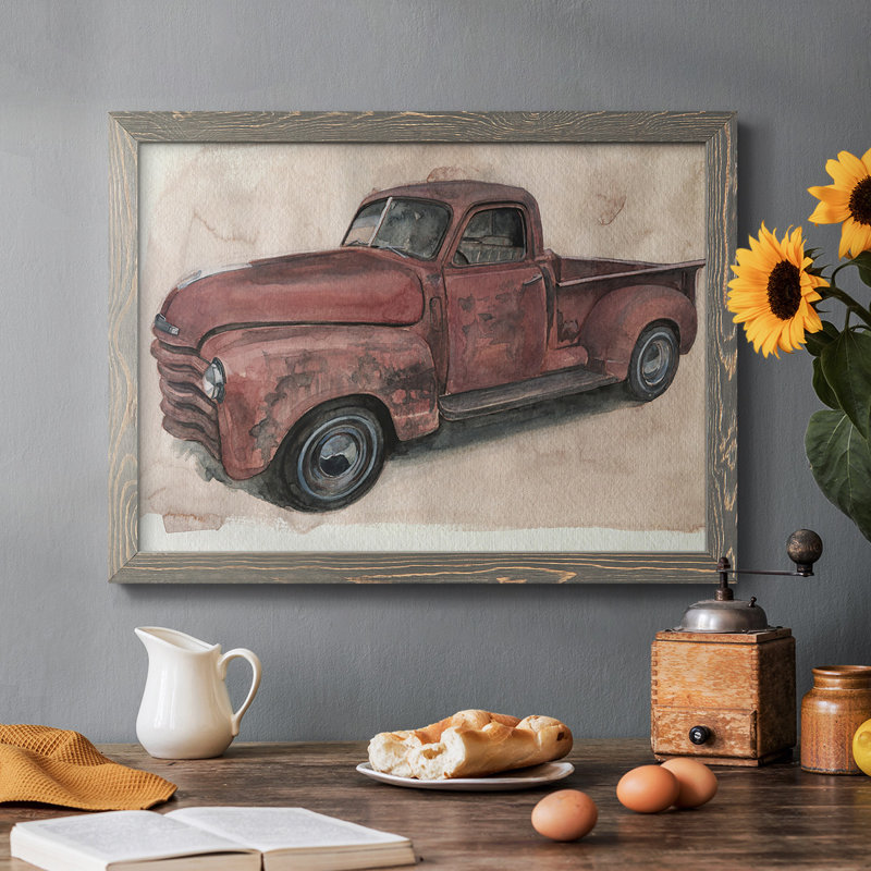 Antique Pickup I, reproduction d'art sur toile, H 28 po x l 42 po, Gris