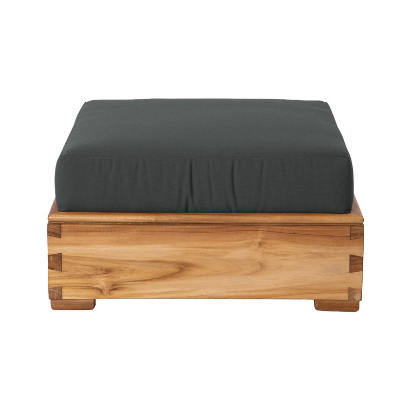 Arrihanna Outdoor Teak Ottoman, Coal