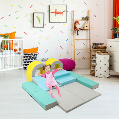10-Piece Toddler Foam Climbing Set Soft Indoor Play Blocks for Crawling Climbing Sliding Safe Kids Toys