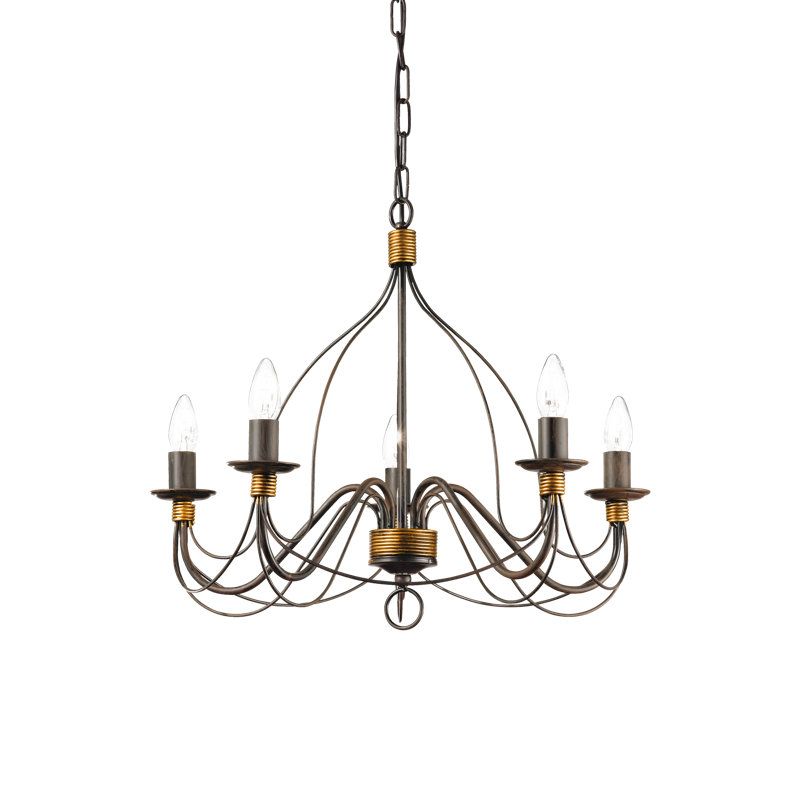 5 - Light Candle Style Chandelier, Rust