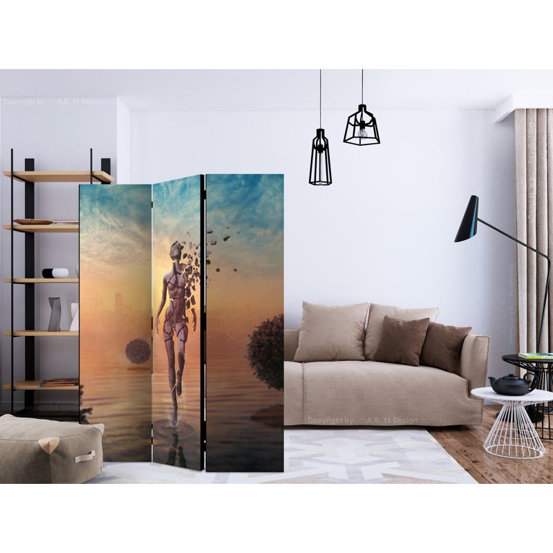 Gligorije 135 cm W x 172 cm H 3 - Panel Solid Wood Folding Room Divider
