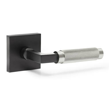 Hercules Knurled Entry Set L-Square Lever Satin Nickel - Full Length Right  Handed - Handles & More