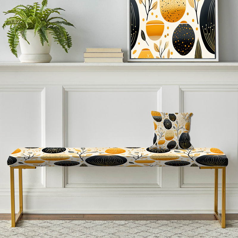 Motif de poterie minimaliste - banc rembourré or Boho