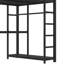 Lit mezzanine en métal Villa avec bureau en L, garde-robe et tablettes-122581910