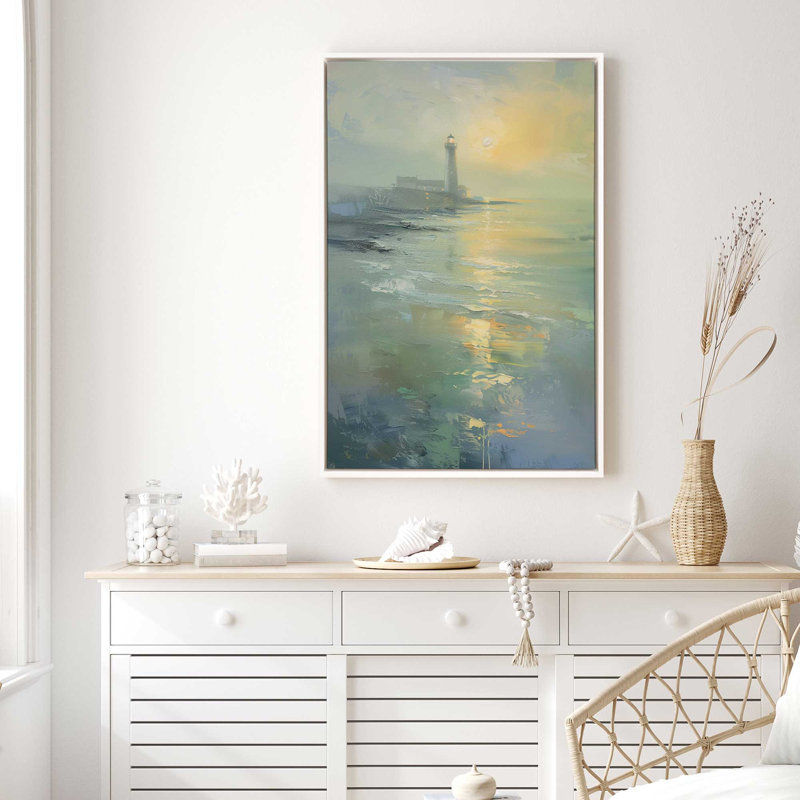 Guider Light V2 sur toile par Golden Glow Interiors, Cadre flottant blanc opaque, H 32 po x l 22 po x P 1,75 po
