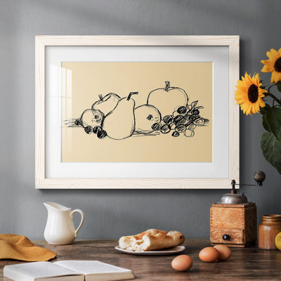 «Graphite Fruit II», reproduction encadrée rustique avec tableau mat
