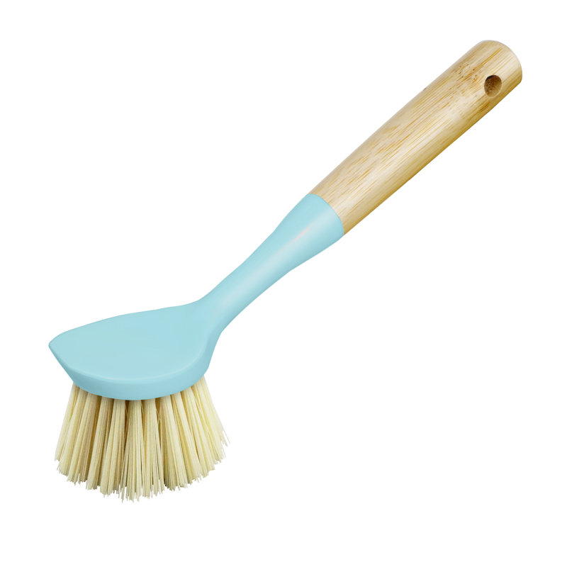Bamboo Dish Brush w/Scraper, Blue