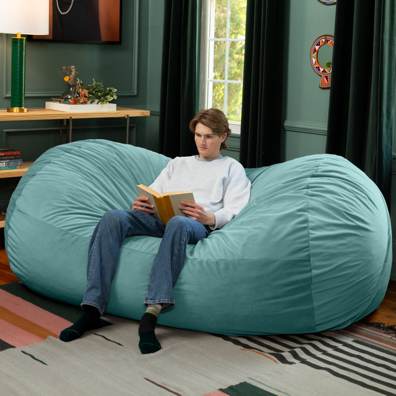 Canapé à billes Grand Lounger, Velours bleu