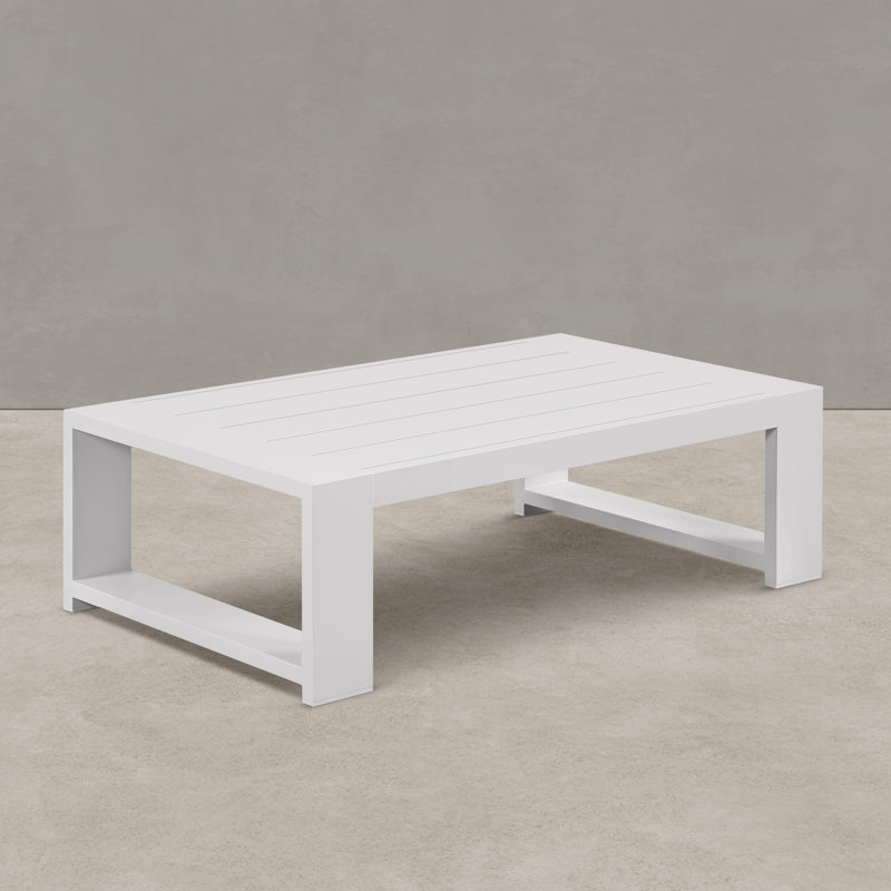 Table basse d'extérieur en aluminium Hoyt 47,25 po, Blanc neige