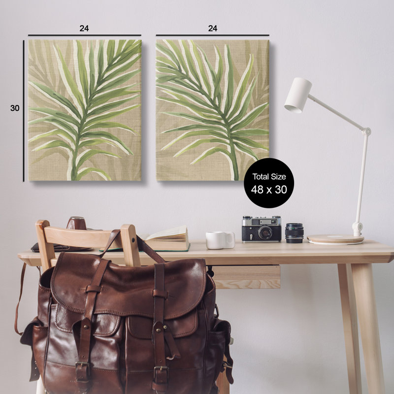 Ensemble de 2 feuilles de palmier naturel, par June Erica Vess, H 30 po x l 24 po