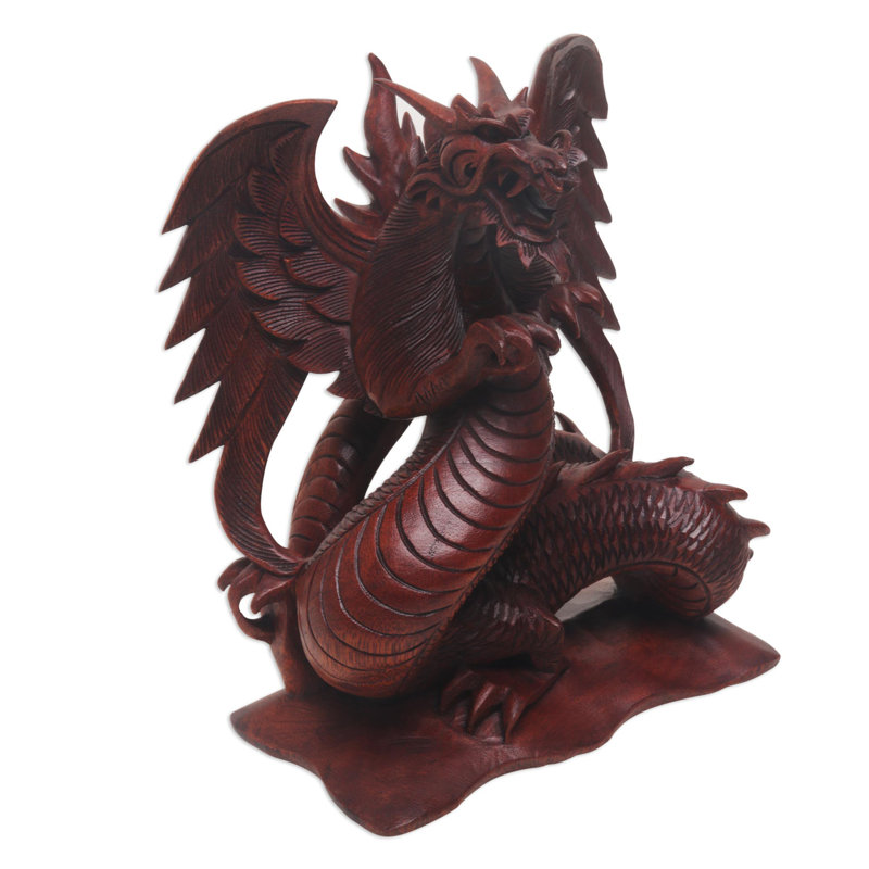 Statue de l’indonésie en bois féroce dragon ConCo