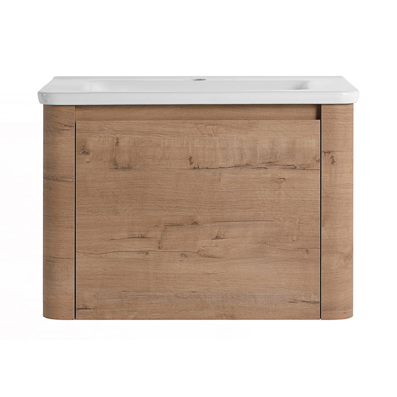 Meuble-lavabo mural avec lavabo en céramique et porte à fermeture en douceur, 28"