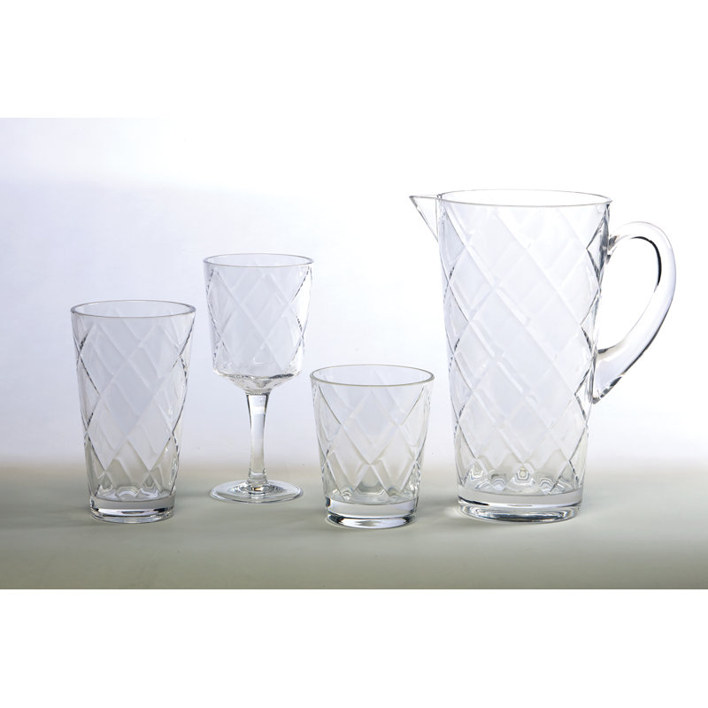 Clear Diamond Pattern Acrylic Whiskey Glass Set, 15 oz, 8 Pieces