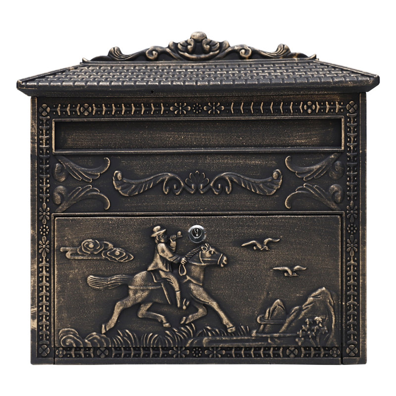 Boîte aux lettres murale en fonte d'aluminium, Bronze rustique