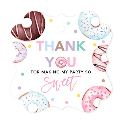 Étiquettes de cadeau de fête pour enfant avec ficelle, paquet de 40 étiquettes de cadeau d'anniversaire Donut