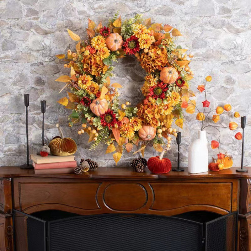 17.7In Fall Pumpkin Wreath