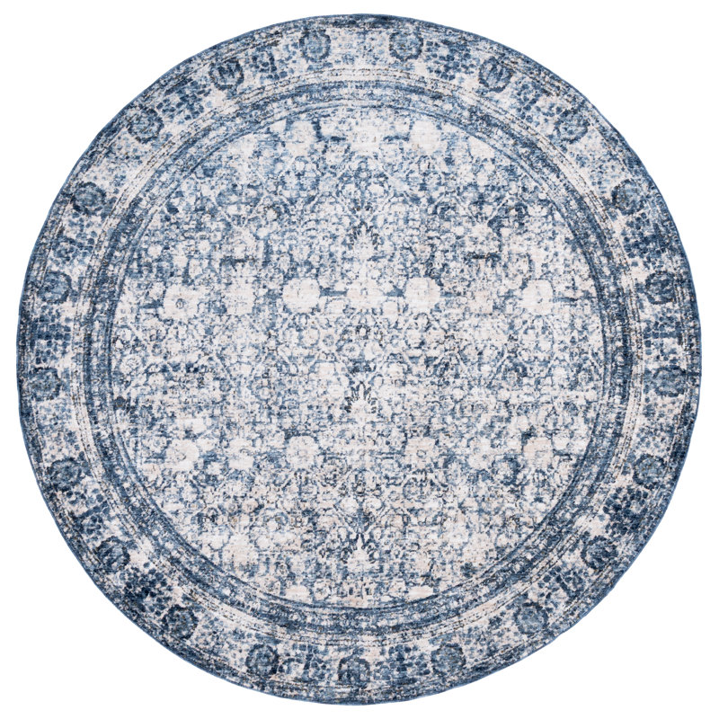Tapis bleu marine / ivoire Currey, Rond 6 pi 7 po