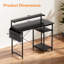 Office Computer Desk with LED Light,Office Table with Monitor Stand for Home/Office Use, Corner Desk with Large Storage Bag and Height Adjustable Storage Shelf, Remote Worker-2029252757-2014149002