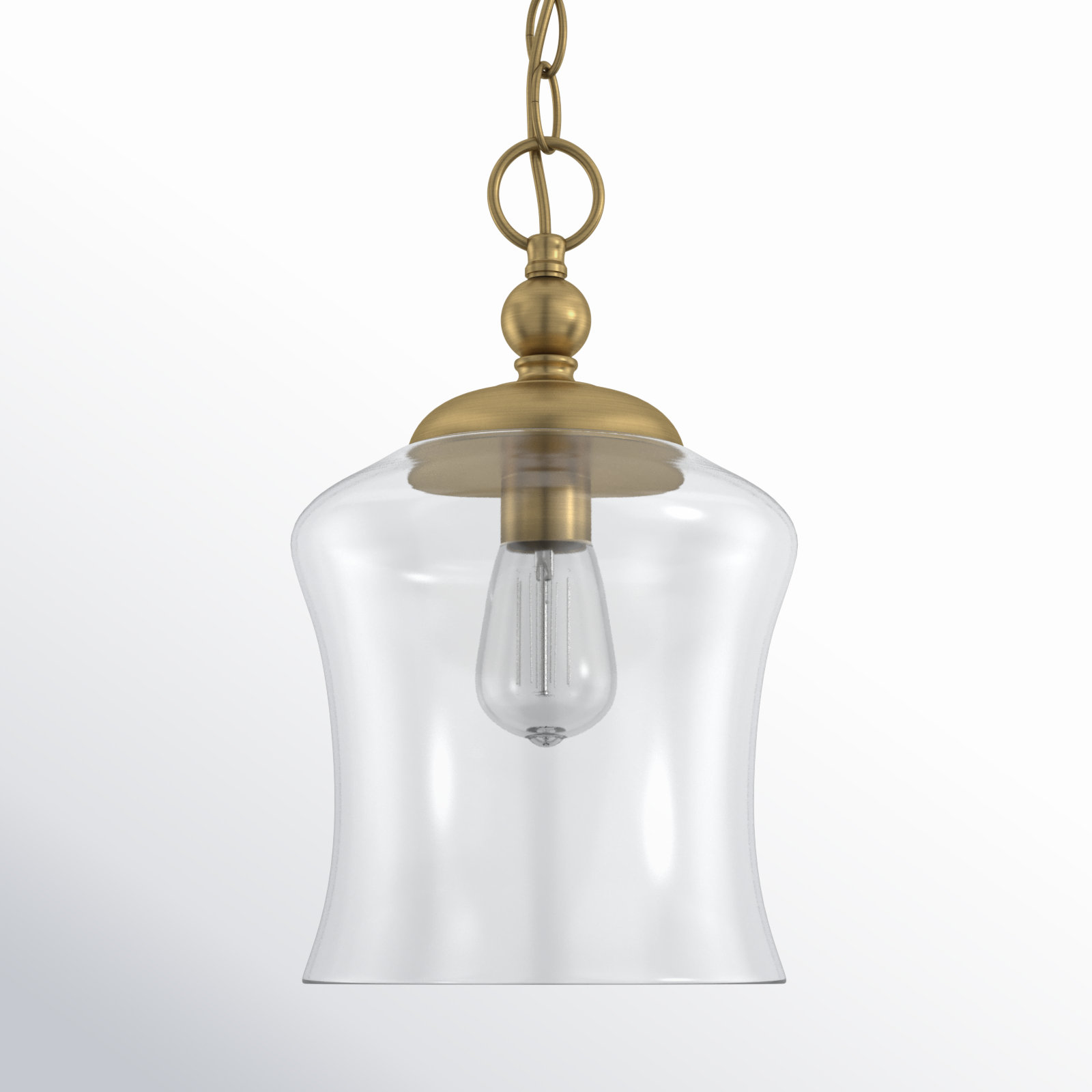 Pinedale Single Light Glass Dimmable Pendant, Natural Brass
