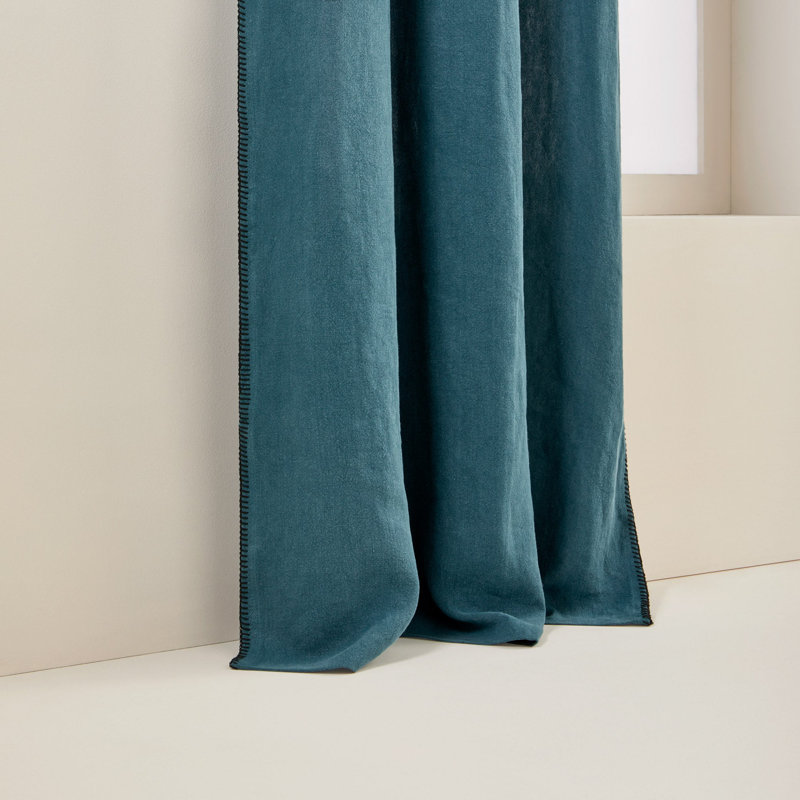 Nino Linen Curtain Single Panel, Dark Blue, 135 x 280cm